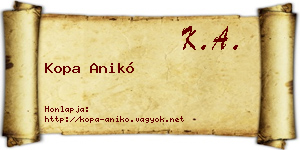 Kopa Anikó névjegykártya